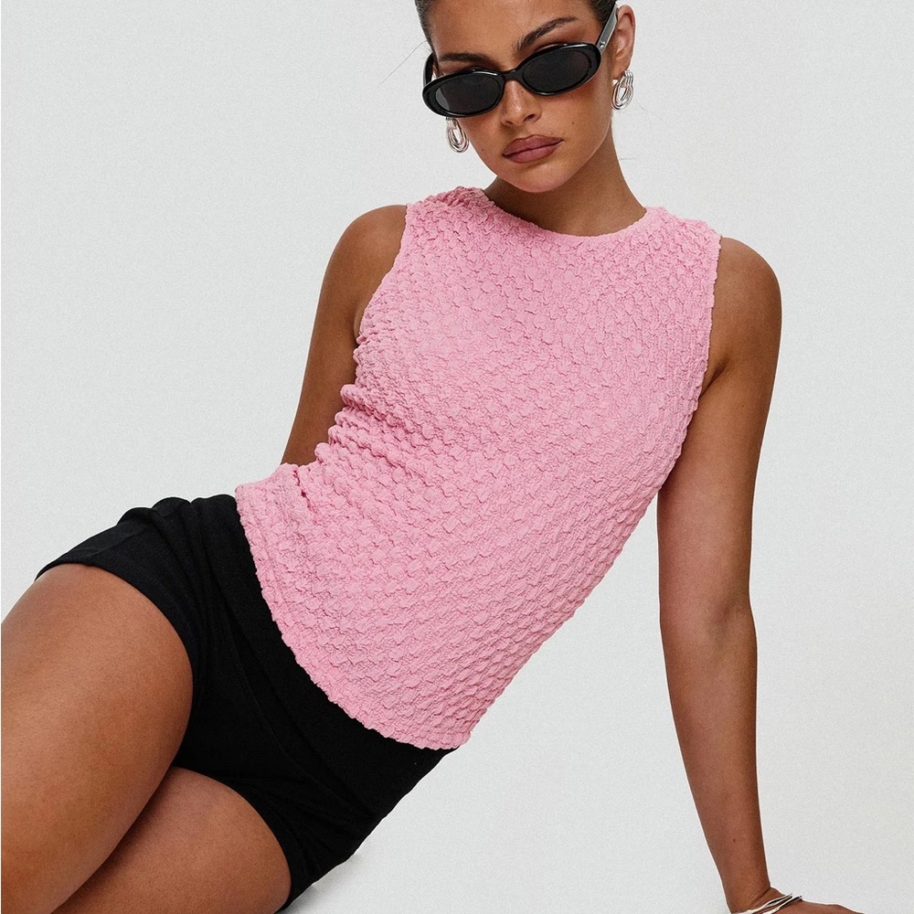 Princess Polly Goodnight And Go Textured Top Pink